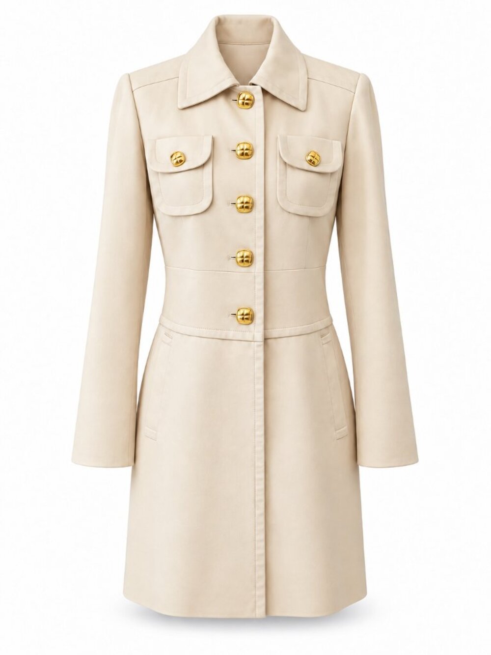 Etcetera Creme Gold Statement Buttons- fitted waist Coat